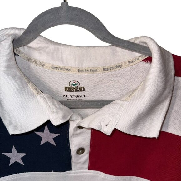American Flag Polo Shirt 2XL Red White & Blue RedHead - Picture 3 of 5